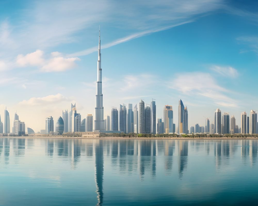 Beautiful view Dubai city from the sea
